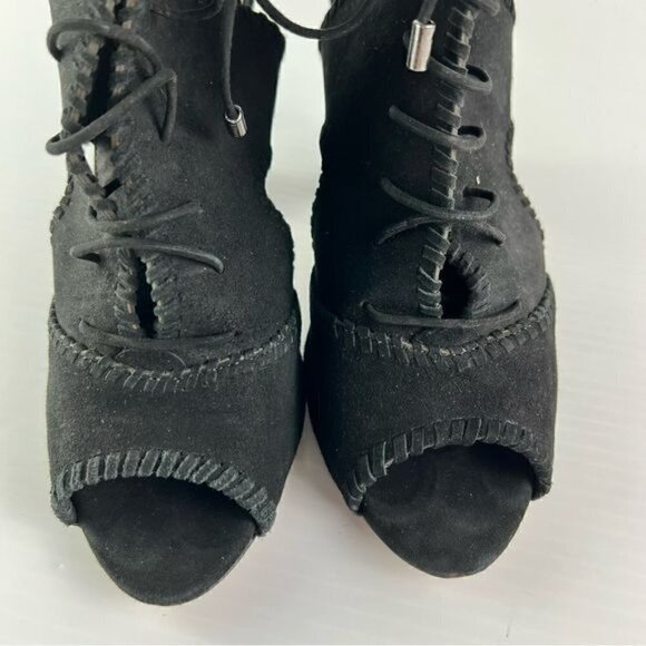ALEXANDRE BIRMAN Booties womens size 7 Black Suede Lace-Up Open Toe - Picture 6 of 13
